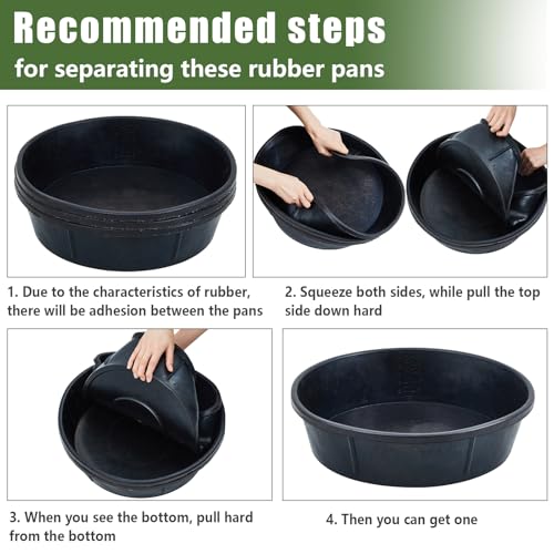 Sadnyy 5 Pcs Rubber Feed Pan 12 Quart/ 3 Gallon Utility Horse Feed Bucket Rubber Bowl Chicken Dust Bath Container Horse Feeder for Goats Livestock Animal Feeding Cats Dogs Pigs - size: 12 Quart/ 3 Gallon