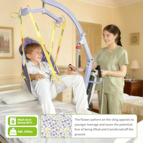 Children Patient Lift Sling, Dreamy Cloud Printed Transfer Sling for Child, Adjustable Medical Lift Aid for Home Use, Up to 110kg (3-6 Years Old) - size: 3-6 Year old