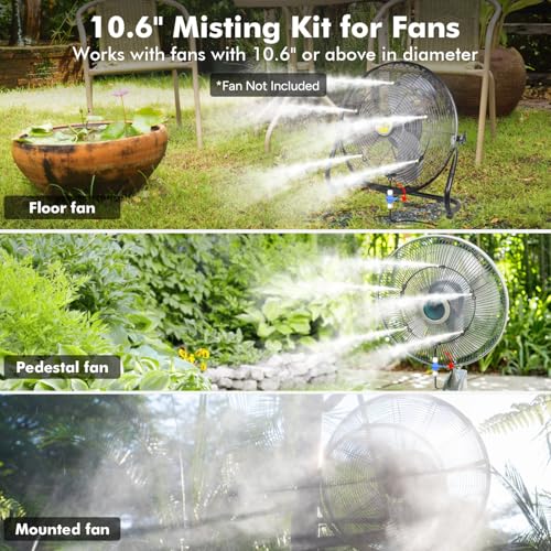 DR.PREPARE Outdoor Misting Fan Kit, 16.4ft Mist Hose Mister Fan, Water Misters for Cooling for Patio backyard, Portable Misting System, Independent Valve for Control