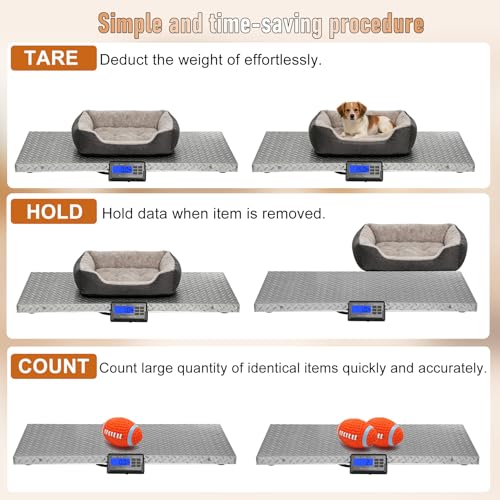 Dog Weight Scale for Large Breed Precision Large Dog Scale | 1100lb x 0.2lb Precision Pet Scale , Dog Weight Scale with Large Stainless Steel Platform 40.5” x 20.8”, ( Anti-slip ) - size: 40.5” x 20.8”