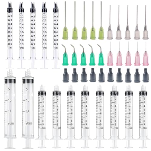 15 Pack 1ml, 10ml, 20ml Glue Measuring Dispenser. 14ga, 16ga, 18ga, 20ga, Dispensing Accessories and Caps. Measuring and Refilling. - size: 30 Pack With Glue Bottle