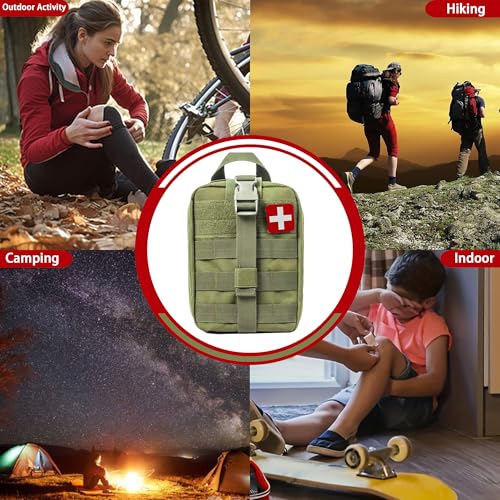 293Pcs/set - First Aid Kit Molle Pouches Emergency Survival Kit Suitable for Outdoor Activities, Home, School, Hiking, Car Travel and Camping - Quick Response First Aid Essentials (Olive Green) - color: Olive Green