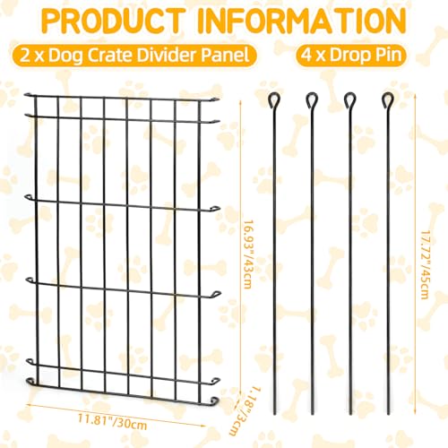 Dog Crate Divider Panel 2-Pack, 16.9" H Adjustable Wire Kennel | Fits 24"-30" Crate(11.8"-22.8"W), Heavy-Duty Metal Splitter, Puppy Potty Training, Grow-With-Me Space Management - size: 16.9"H