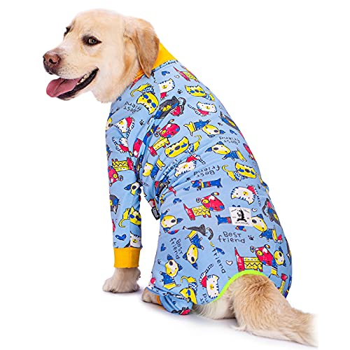 Dog Surgery Recovery Suit Female Male for Dogs After Surgery Medium Large Dogs Onesie Dog Pajamas Pjs Clothes (Blue Cartoon, 30 (Chest 29.92 in | Backlength 19.69 in)) - color: Blue cartoon, size: 30 (Chest 29.92 in | Backlength 19.69 in)