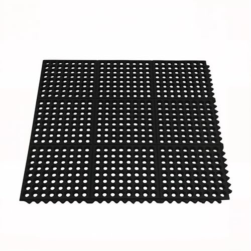 ROVSUN Rubber Floor Mat with Holes, Anti-Fatigue/Non-Slip Drainage Mat, for Industrial Kitchen Restaurant Bar Bathroom Utility Garage Pool Entry Door Mat, Indoor (36'' x 36'' Black 1Pcs)
