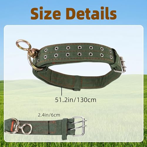 DOITOOL Cow Collar Canvas Calf Cattle Neck Collar, Adjustable Nylon Thickened Livestock Traction Neck Strap with 2 Rows Metal Buckle for Farm Goat Horse Goat Sheep Camel, Green