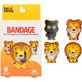 BioSwiss Bandages, Courageous Cats Shaped Self Adhesive Bandage Set, Latex Free, Sterile Wound Care, 24 Count - size: 24-Count Box, style: Jungle Cats