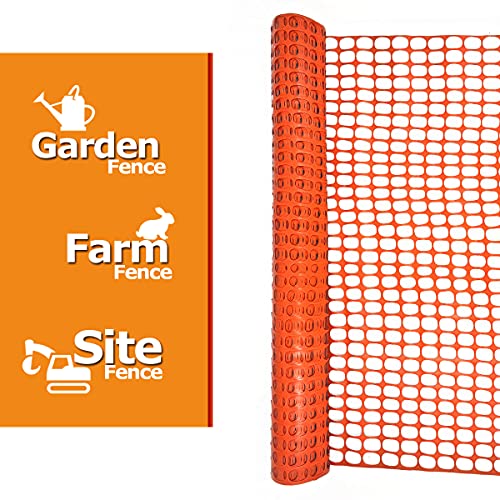 Ashman Plastic Mesh Fence, Construction Barrier Netting, Orange, 4'x200' Feet, 1 Roll, Garden Fencing, Fences Wrap, Above Ground, for Snow, Poultry, Chicken, Deer, Patio, Garden Netting, Orange 200FT - color: Orange, size: 200 FT