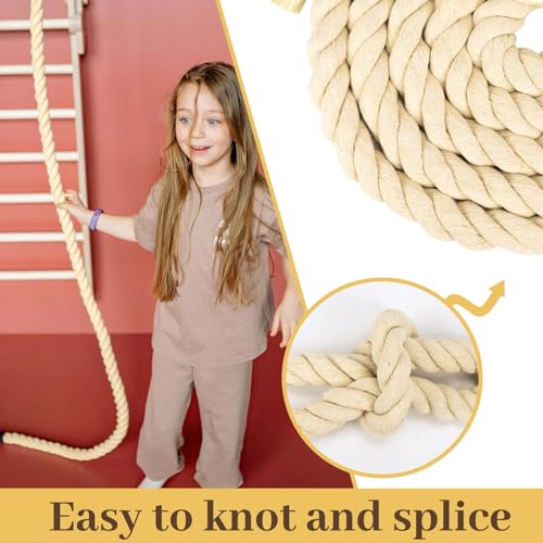 2 Pack 10ft Natural Twisted Cotton Rope | Strong Triple-Strand Rope for Sports, Crafts, Indoor Outdoor Use Tug of War Rope