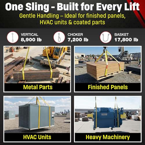 DD Sling (USA Made). 3" Widths by 6' to 20' Lengths in Listing, 2 Ply Twisted Eye, Nylon Lifting Slings, Eye & Eye, 8,900 lbs Vert, 7,200 lbs Choker, 17,800 lbs Basket Load Capacity (3" x 6') - size: 3 in x 6 ft