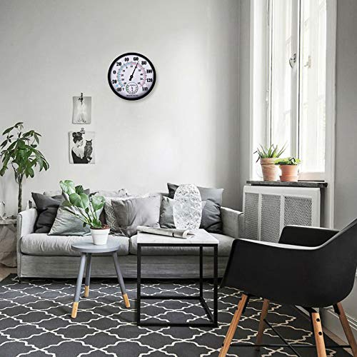 Outdoor Thermometers Hygrometer 10 Inch Outdoor Thermometer for Patio | No Battery Needed Large Outside Thermometer Wireless, OutsideThermometers Large Numbers, Wall Hygrometer - color: Black