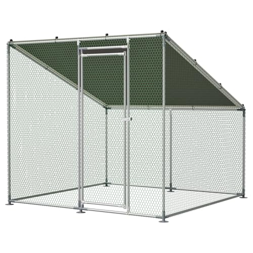 Metal Chicken Coop 84*78*72inch with Waterproof and Anti-UV Roof and Run,Walk-in Hens pen with Security Lock,Out-Door Poultry Enclosure for Small Animal Like Chickens Fence,Ducks,Rabbits Cage for Yard