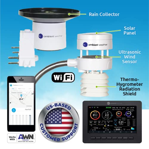 Ambient Weather WS-5000 Ultrasonic Smart Weather Station | With TFT Full Color LCD Display - style: Display Console + Ultrasonic + Raincup