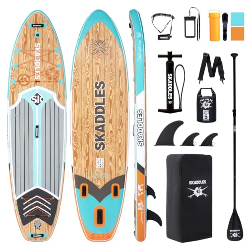 10’6’’ Inflatable Stand Up Paddle Board (SUP) for Adults and Youth with Non-Slip Deck – Complete Accessories Kit, for Fishing, Yoga, Fitness & Family Fun - color: Frost Cedar