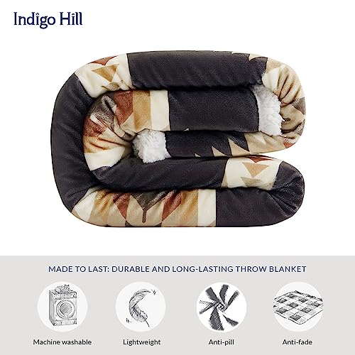 Paseo Road Indigo Hill by HiEnd Accents Yosemite 54x68 Throw Blanket | Aztec Tribal Navajo Print, Western Southwestern-Style Sherpa Fleece Blanket for the Couch, Sofa, Bed, or Camping - color: Yosemite Aztec