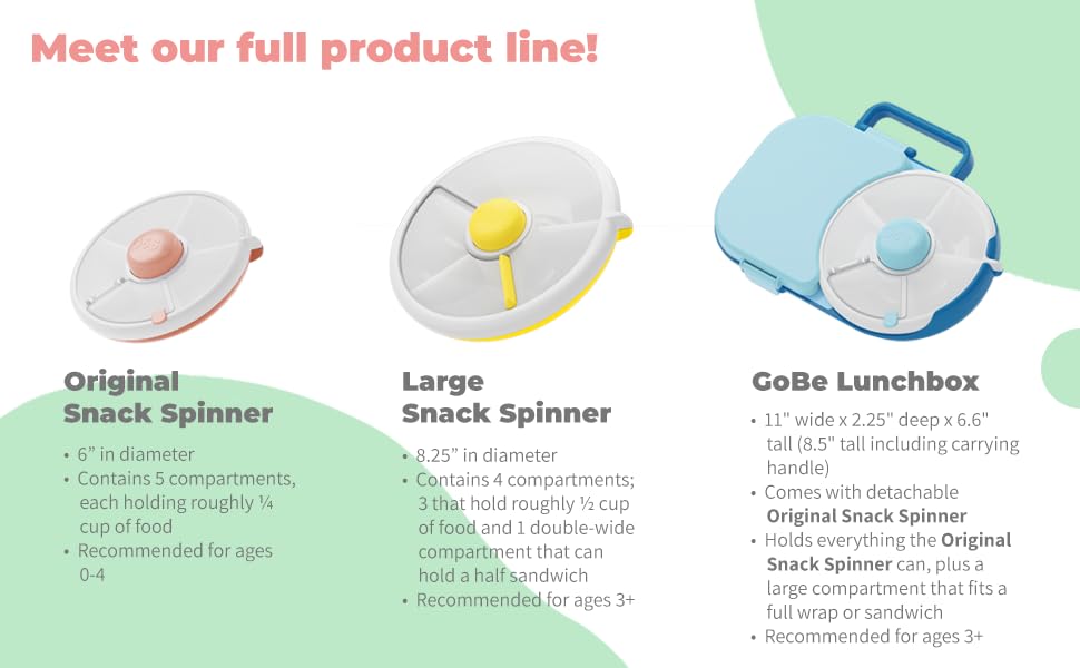 GoBe Kids Small Snack Spinner Flip Bundle with Hand Strap and Sticker Sheet - Reusable Snack Container with 5 Compartment Dispenser and Lid | BPA/PVC Free | Dishwasher Safe | No Spill - Coral Pink | Bundle with Hand Strap & Stickers, Reusable Snack Contai