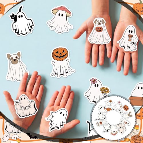 Yinder 24 Pads Funny Cat Shaped Sticky Notes Kawaii Memo Office School | Self Adhesive Tabs for Desk Organization, Pet Lover Gifts Party Favors, Cute Animal Cartoon Stationery Supplies - style: Ghost Animal
