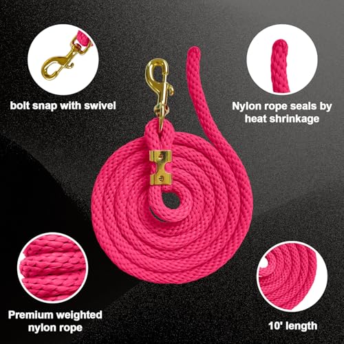 5/8" x 8' Nylon Horse Lead Rope (Peach Pink) | Durable nylon material, cast iron hardware, ideal for daily use, training and showing. - color: Peach Pink