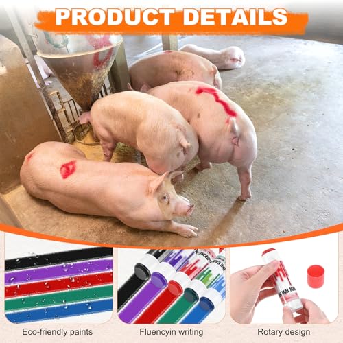 M METERXITY 5-Pack Livestock Marker, 11.6 Cm/4.6 Inches Medium Animal Crayons for Pig/Cattle/Cow/Sheep Supplies, Farming Livestock Marking Crayons [Red] - color: Red