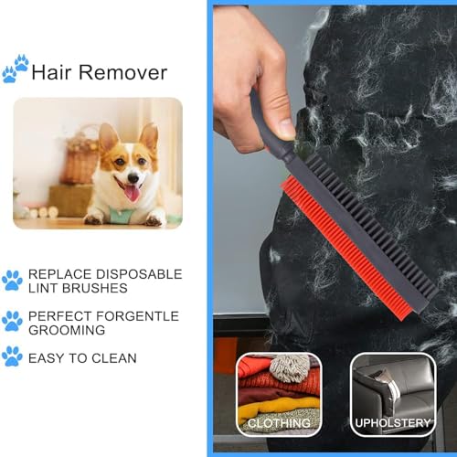 Premium Rubber Pet Hair Brush - Removes Hair from Couches & Pets' Coats O - color: Orange