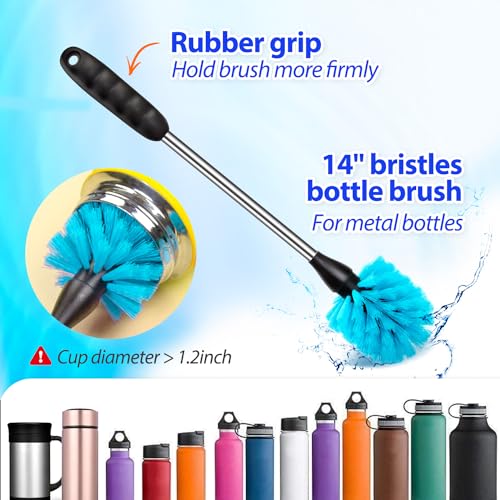 Holikme Bottle Brush Tube Cleaning Lab Set with Long Handle,Green | Straw Cleaner Brush for Cup Cleaner for Washing Narrow Neck Beer Wine Decanter Pipes Lids Sinks Cap Covers - color: Green