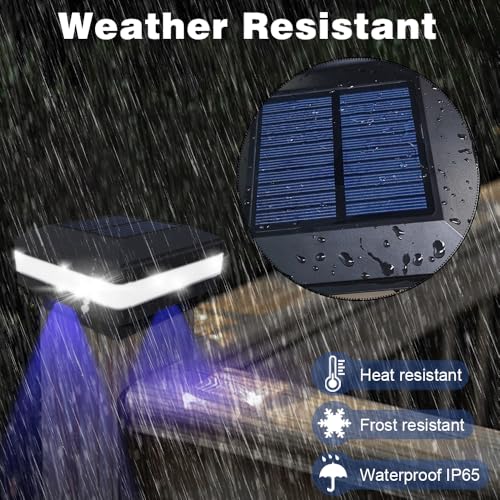 4x4 Post Solar Lights 160 Lumen with 52 LEDs & 6000K White Light | Outdoor Fence Deck Post Solar Lights Fit 4x4 Caps(5x5 6x6 Need Mounting Bracket), IP65 Waterproof for Porch Patio Garden - color: Black