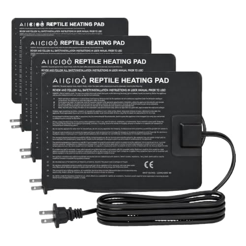 Aiicioo Reptile Heating Pad - Hermit Crab Heater Heat Mat for Reptiles Snake Lizard Terrarium 8 Watt (Pack of 4) - size: 6" X 8"(8W) (Pack of 4)