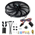 BLACKHORSE-RACING 16" 16 inch Electric Radiator Fan High 3000 + CFM Thermostat Wiring Switch Relay Kit Black - size: 16 Inch
