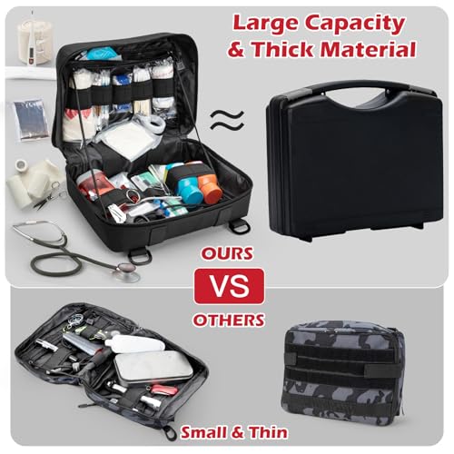 Jueachy Tactical Molle Pouch Large Admin Bag Utility Tool Pouches Molle Attachment EDC Pouches Expandable Molle Accessories Organizer Medical Pocket U.S.A Patch Included - color: Black Medical