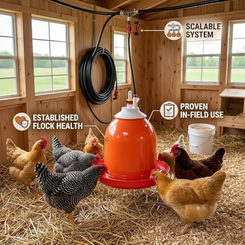 Bell-Matic Automatic Poultry Waterer – Gravity Feed Drinker | Automatic Gravity Flow System, Heavy-Duty Construction, Consistent Water Supply, Ideal for Poultry & Game Birds