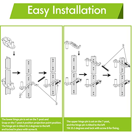 T-Post Gate Hinge Pins - Heavy Duty Gate Hanger, Hang a gate from a Metal T Post, Steel Gate Hinges Target Hanger for Farm Gate, Garden & Backyard Gate, Easy to Install (Patent) - color: Orange