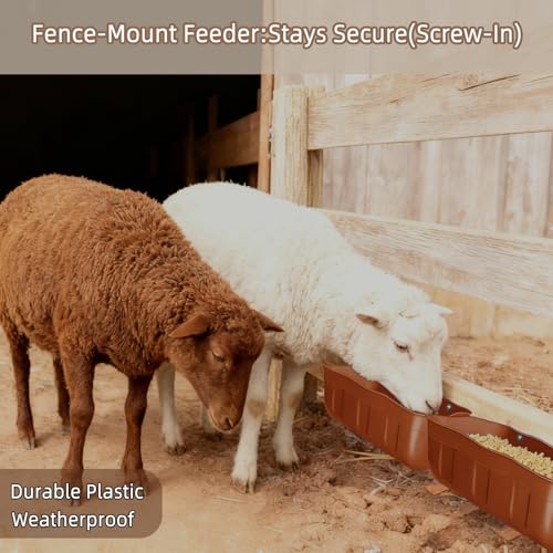 Chicken Feeder Waterer,Hanging Goat Feeders,Feed Trough 3.5 Quart 3 Pack,Hanging Fence Feed Trough for Poultry Livestock,Terracotta - color: Terracotta, size: 3.5 Quart (3 Pack)