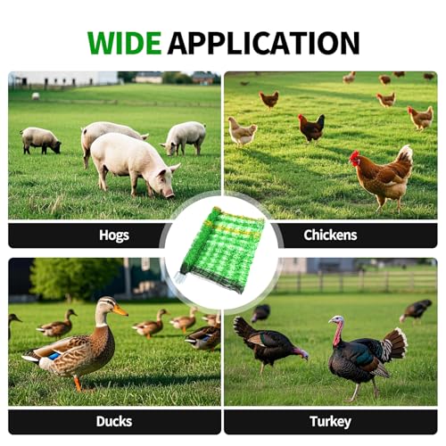 Electric Fence Netting, 49.6" H x 164' L, Portable Livestock Nets Mesh for Hogs, Cattle, Sheep,Turkey, Goat, Larger Animals,PE Net Fencing Used in Backyards, Farms and Ranches and Gardens