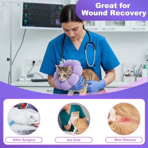 Cat Cone Collar Comfy Flower Style Elizabeth Collar Soft Waterproof Cat Recovery Collars Stop Licking Scratching After Surgery Cute Adjustable Lightweight Kitten Collars for Cats Kittens Small Dogs
