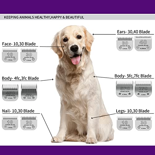 7FC Detachable Dog Blades Compatible with Andis/Oster A5 Grooming | Compatible with wahl km10 dog clipper,Cut Length 1/8"(3.2mm),Made of Ceramic Blade & Stainless Steel Blade,2 PACK - color: Silver, size: 7FC 3.2mm (2 Pack)
