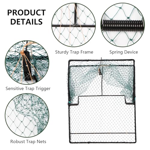 Humane Pigeon Trap,Bird Trap for Quail,Turkey(19.7x23.6 inch) | Net Traps,Metal-Frame Mesh Trap