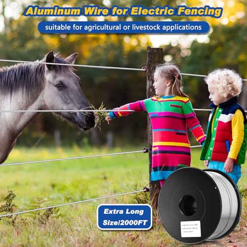 Gisafai 2000 ft 16 Gauge Aluminum Wire for Electric Fencing, Aluminum Alloy Wire for Electric Fencing, High Conductivity & Durability - size: 2000 ft 16 Gauge