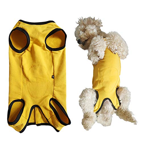 Dog’s Recovery Suit Post Surgery Shirt for Puppy, Wound Protective Clothes for Little Animals(Yellow-XXS) - color: yellow, size: XX-Small