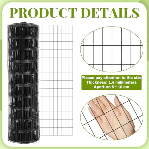 Gisafai 48in x 100ft Welded Wire Fence, 2 Inch x 4 Inch 16 GA, Galvanized Metal Garden Fence Roll Wire Mesh Netting for Goat Deer Cattle Animal Enclosures and Yard Vegetable Plant Protection,Black - color: Black, size: 48in X 100 ft