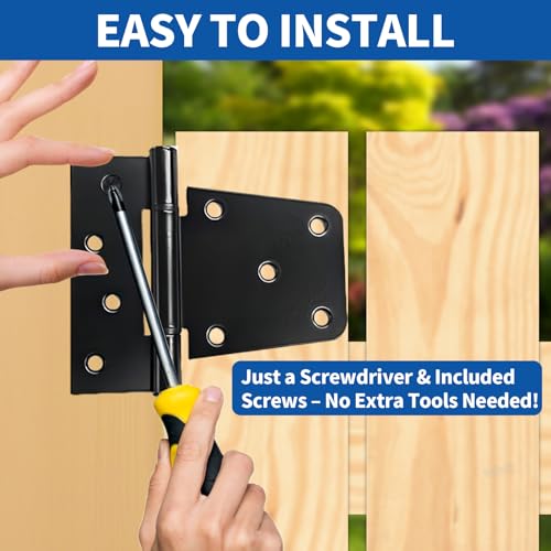 Black Gate Hinges Shed Hinges Heavy Duty Gate Hinges for Wooden Fences Barn Door Hinges for Wood Outdoor 3.5inch with Screws (Pack of 6)