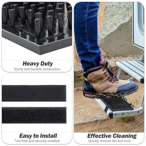 Truck Step Mounted Brush, Heavy Duty Boot Brush Cleaner, Universal Boot Scrubber Dirt-Removal Accessories for RVs, SUVs, Camper Vans, Trucks & Semis