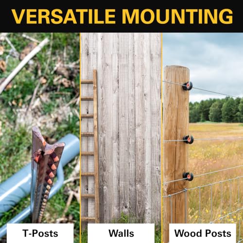 Zareba Solar Electric Fence Charger, 5 Mile Range Low Impedance Energizer | 360-Degree Rotation, T-Post Mounting Bracket, Rotational Grazing Fence Charger for Livestock & Cattle, Contain Animals
