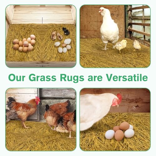 Hamiledyi 8 Pcs Chicken Nesting Pads 12"x12" Artificial Grass Rug Carpet Synthetic Turf Mat Washable Chicken Coop Bedding Laying Garden Lawn Indoor/Outdoor Bedding for Chicken Hen Small Pets(Brown) - size: 8 Pcs Brown