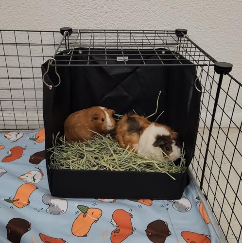 Hayzee Original Guinea Pig Hay Holder Feeder Litter Box Less Mess Encourages Natural Burrowing Instincts and Provides Ample Supply of Hay to Guinea Pigs and Rabbits (Black, 13") - size: 13"