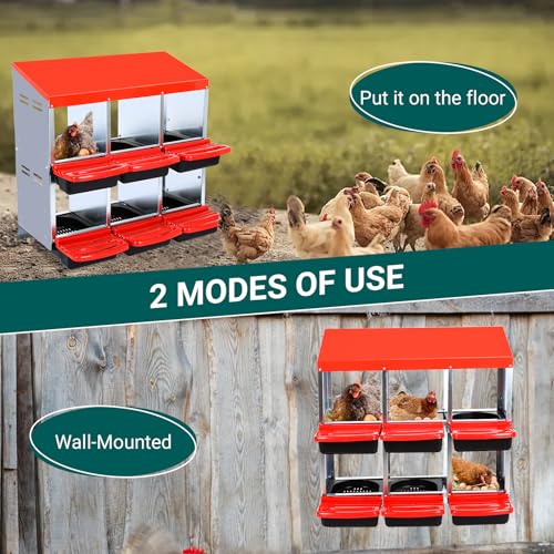 Chicken Nesting Box, 8 Compartment Roll Away Eggs Laying Boxes, Hen Nest Boxes, Cleanable Pull Out Hen Roosting Boxes