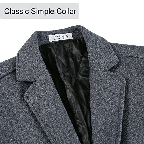 BOJIN Mens Trench Coat Wool Blend Top Pea Coat Winter Long Single Breasted Classic Stylish Business Overcoat - color: Bj04 Grey, size: Small