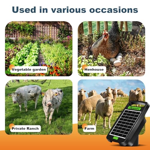 20 Miles Solar Electric Fence Charger,0.32J Powered 24-Hour Protection | Solar Electric Fence with Tempered Glass Solar Panel,14-Day Continuous Protection Without Sunlight,for Livestock Protection - style: GOR32（20M0.32J）