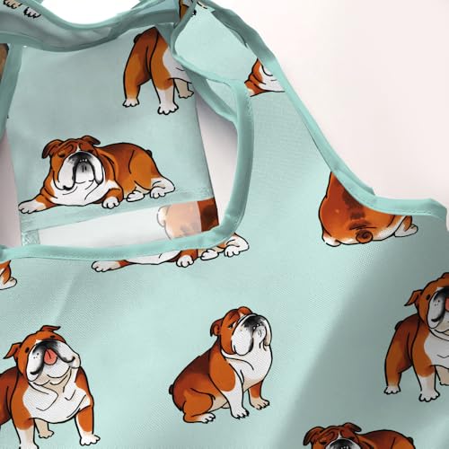 WIRESTER Reusable Grocery Tote Bag for Women, Foldable Shopping Bag, Cute Shoulder Bag, Beach Bag - color: English Bulldog Funny Playful Postures (2)