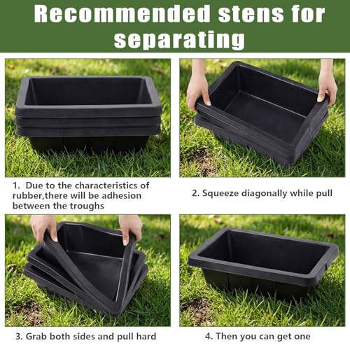 Sadnyy 3 Pcs Rubber Feeder Pan, Horse Feed Bucket Rubber Feed Pan Large Utility Heavy Duty Horse Trough Feeder for Goats Horses Livestock Animal Feeding(7.39 Qt/ 1.85 Gallon) - size: 7.39 Qt/ 1.85 Gallon