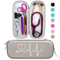 BOVKE Travel Carrying Case Compatible with 3M Littmann Classic III, Lightweight II S.E, MDF Acoustica Deluxe Stethoscopes - Extra Room for Medical Scissors EMT Trauma Shears and LED Penlight, Grey | Lightweight II S.E/ MDF Acoustica Stethoscopes Hard Bag,